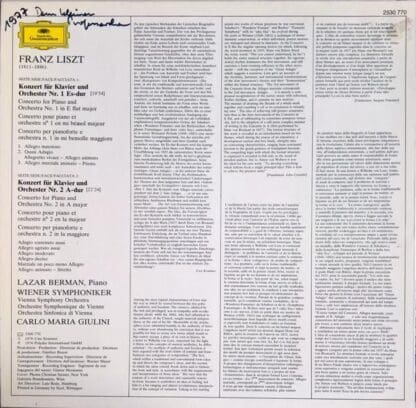 Klavierkonzerte - Piano Concertos LP (GER 1976):Liszt - Image 2
