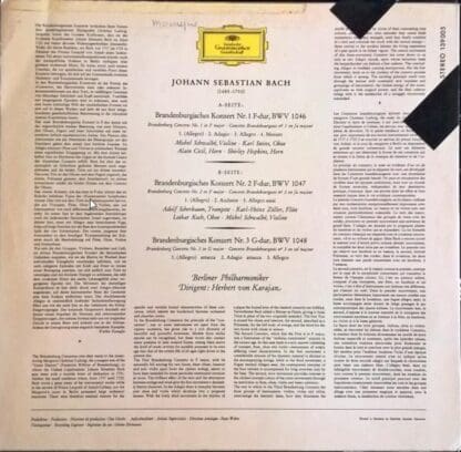 Brandenburgische Konzerte Nr. 1, 2 & 3 LP (GER 1966):Herbert Von Karajan - Image 2