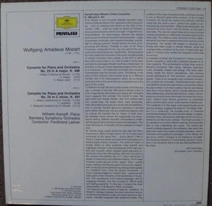 Piano Concertos Nos 23 & 24 LP (GER 1976):W.A. Mozart - Image 2
