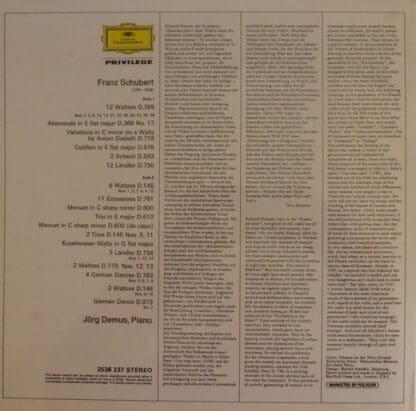 Jörg Demus Plays Schubert LP (UK):Jörg Demus - Image 2