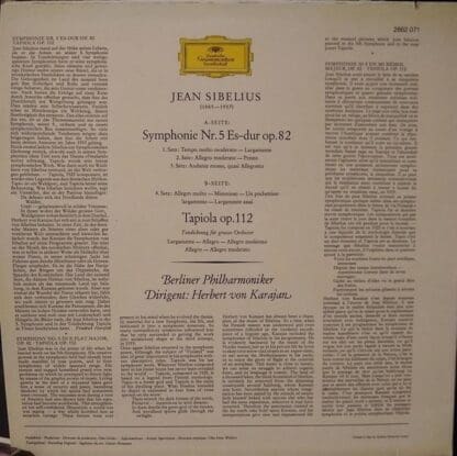 Symphonie Nr. 5 Op. 82 / Tapiola Op.112 LP (ITA):Jean Sibelius - Image 2
