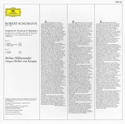 Symphonie Nr.3 „Rheinische“ = "Rhenish" LP (GER 1974):Robert Schumann - Image 2