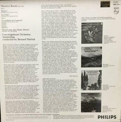 Bolero/La Valse - Le Tombeau De Couperin - Pavane Pour Une Infante Défunte LP (EU 1977):Ravel - Image 2