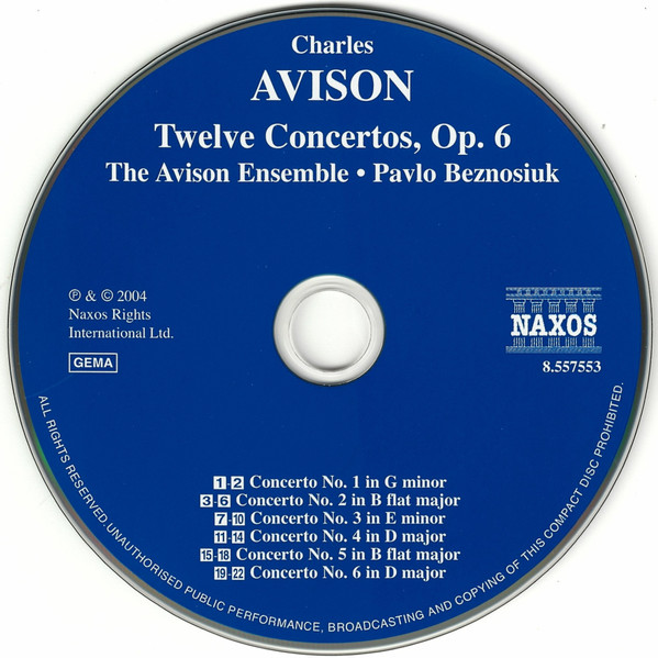 Charles Avison – The Avison Ensemble, Pavlo Beznosiuk-2