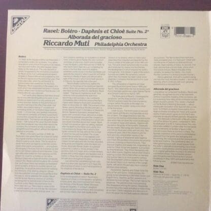 Boléro / Daphnis Et Chloé Suite No.2 / Alborada Del Gracioso LP (US 1982):Ravel - Image 2