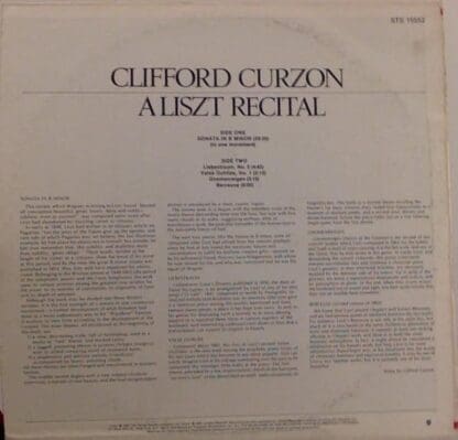 A Liszt Recital LP (US 1981):Liszt - Image 2