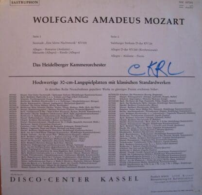 Eine Kleine Nachtmusik - Sinfonie K.V. 136 LP (GER):Das Heidelberger Kammerorchester - Image 2