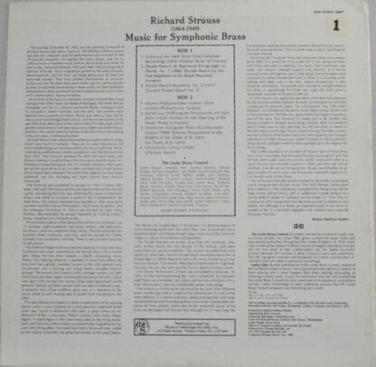 Music For Symphonic Brass LP (US 1979):Richard Strauss - Image 2