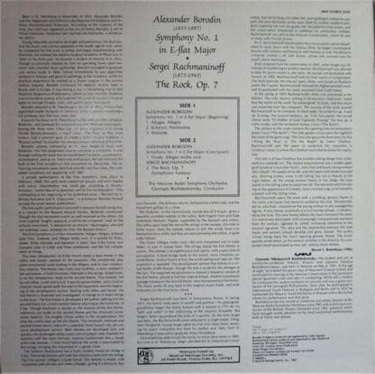Symphony No. 1 In E-Flat Major / The Rock, Op.7 LP (US 1982):Alexander Borodin - Image 2