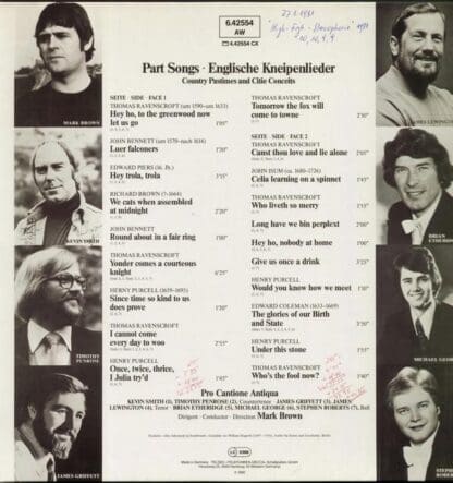 Part Songs (Country Pastimes And Citie Conceits) LP (GER 1980):Pro Cantione Antiqua - Image 2