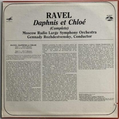 Daphnis Et Chloé LP (US 1983):Maurice Ravel - Image 2