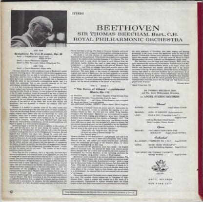Symphony No. 2 In D Major / Overture And Incidental Music "The Ruins Of Athens" LP (US):Ludwig van Beethoven - Image 2