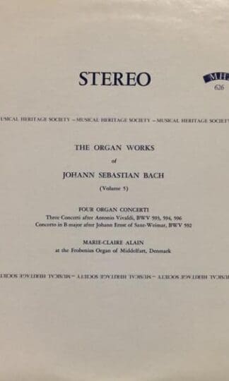 The Organ Works of Johann Sebastian Bach (Volume 5) - Four Organ Concerti LP (US):Johann Sebastian Bach