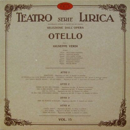 Otello LP (ITA 1973):Giuseppe Verdi
