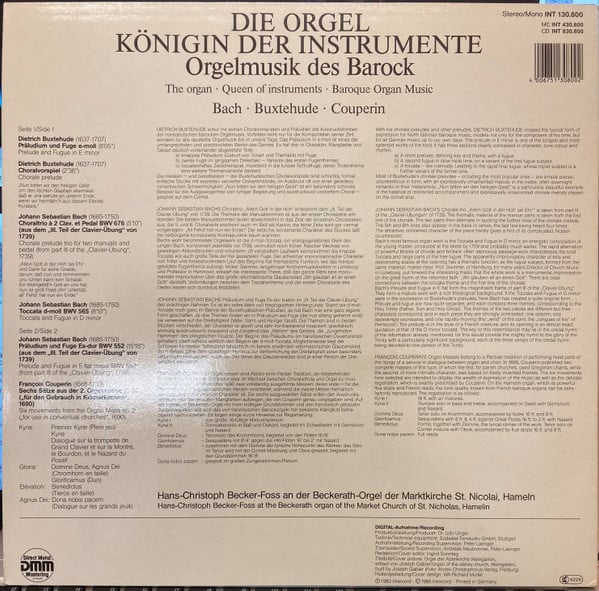 Johann Sebastian Bach • Dieterich Buxtehude • François Couperin − Hans-Christoph Becker-Foss-1