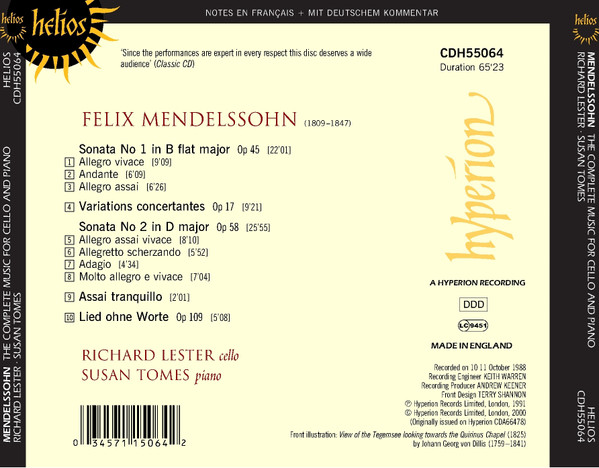 Felix Mendelssohn-Bartholdy, Richard Lester (2), Susan Tomes-1