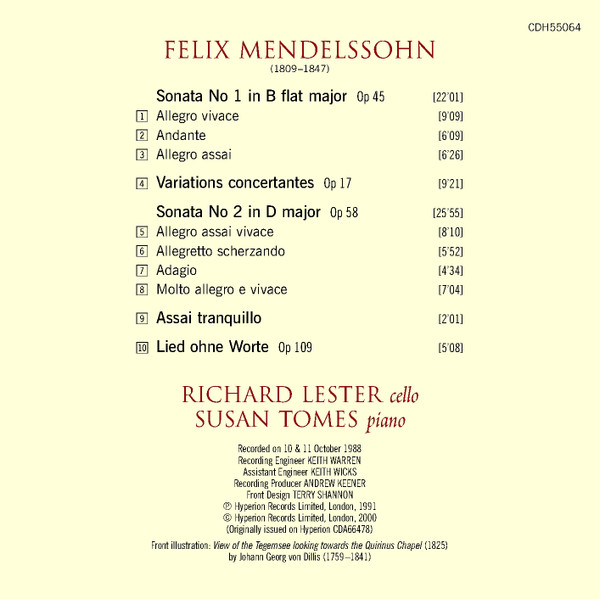 Felix Mendelssohn-Bartholdy, Richard Lester (2), Susan Tomes-2