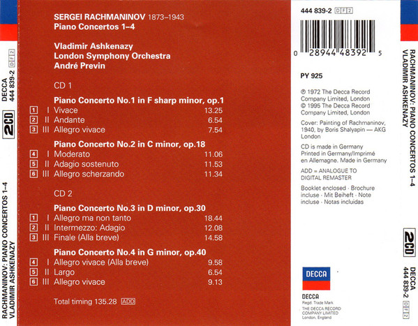 Sergei Rachmaninoff - Vladimir Ashkenazy, London Symphony Orchestra, André Previn-1