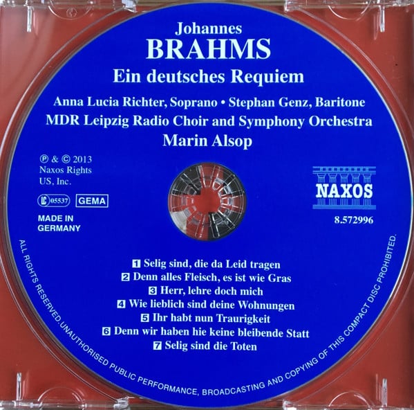 Johannes Brahms / Anna Lucia Richter, Stephan Genz, MDR Sinfonieorchester, MDR Rundfunkchor, Marin Alsop-2