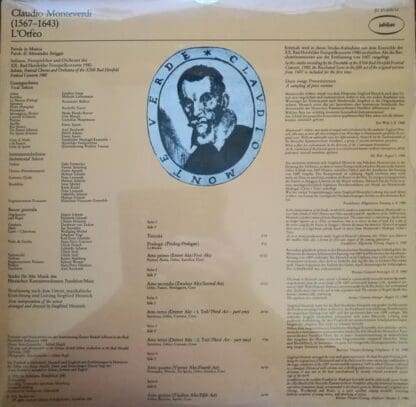 L`Orfeo 3xLP (GER 1980):Claudio Monteverdi - Image 2