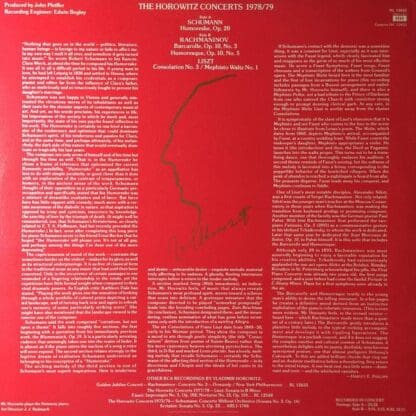 The Horowitz Concerts 1978/79 LP (UK 1979):Vladimir Horowitz - Image 2