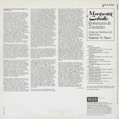 Romanzas De Zarzuelas LP (UK 1976):Montserrat Caballé - Image 2