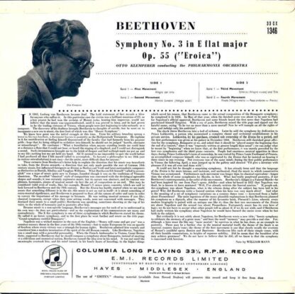 Symphony No. 3 In E Flat Major Op. 55 "Eroica" LP (UK 1956):Ludwig van Beethoven - Image 2