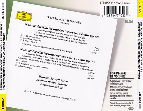 Ludwig Van Beethoven - Wilhelm Kempff / Berliner Philharmoniker / Ferdinand Leitner-2