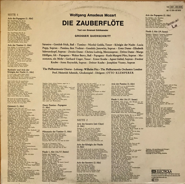 Wolfgang Amadeus Mozart - Nicolai Gedda • Gundula Janowitz • Walter Berry • Gerhard Unger • Lucia Popp • Elisabeth Schwarzkopf • Christa Ludwig • Ruth-Margret Pütz • Marga Höffgen • Gottlob Frick • Philharmonia Chorus And Philharmonia Orchestra, Otto Klem-1