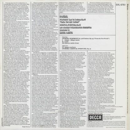Symphony No.9 "From The New World" / Carnival Overture LP (UK 1976):Antonín Dvořák - Image 2