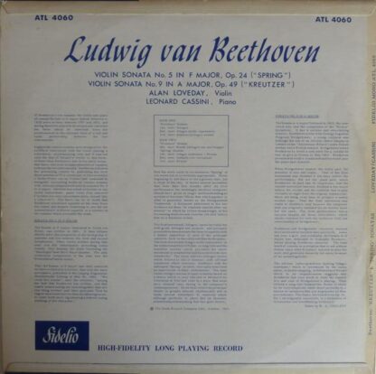 Kreutzer And "Spring" Sonatas LP (UK 1963):Beethoven - Image 2