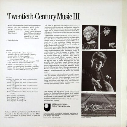 Twentieth-Century Music III LP (UK 1974):Various - Image 2
