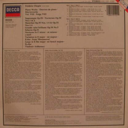 Piano Works Vol.VIII / Klavierwerke Folge VIII LP (UK 1984):Chopin - Image 2