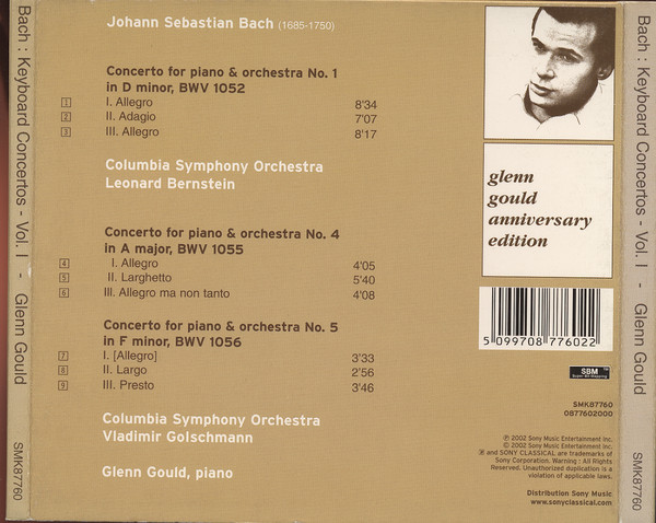 Glenn Gould - Johann Sebastian Bach - Vladimir Golschmann, Leonard Bernstein, Columbia Symphony Orchestra-1