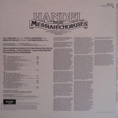 Messiah Choruses LP (UK 1977):Georg Friedrich Händel - Image 2