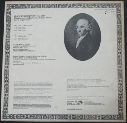 Missa In Honorem Beatissimae Virginis Mariae LP (UK 1979):Joseph Haydn - Image 2