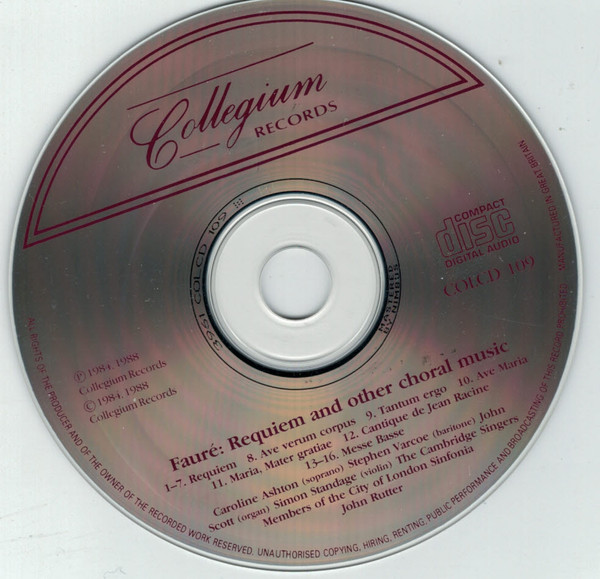 Gabriel Fauré - The Cambridge Singers, City Of London Sinfonia Directed By John Rutter-3