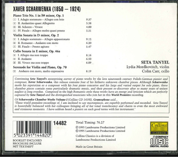 Xaver Scharwenka, Seta Tanyel, Lydia Mordkovitch, Colin Carr-1