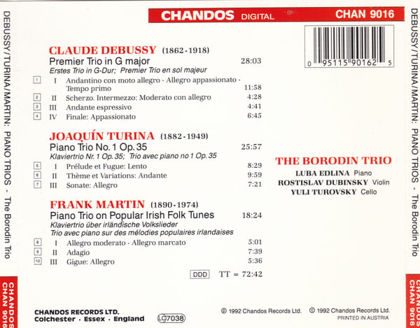 Claude Debussy / Joaquín Turina / Frank Martin (3) - Borodin Trio-1