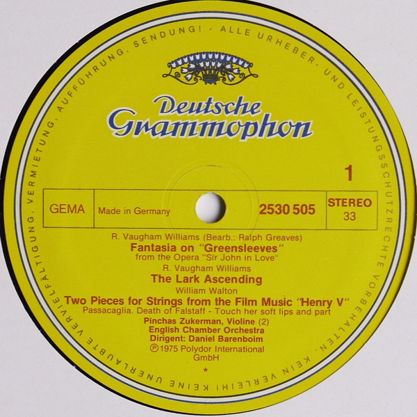 Ralph Vaughan Williams • Sir William Walton • Frederick Delius - Pinchas Zukerman • English Chamber Orchestra • Daniel Barenboim-2