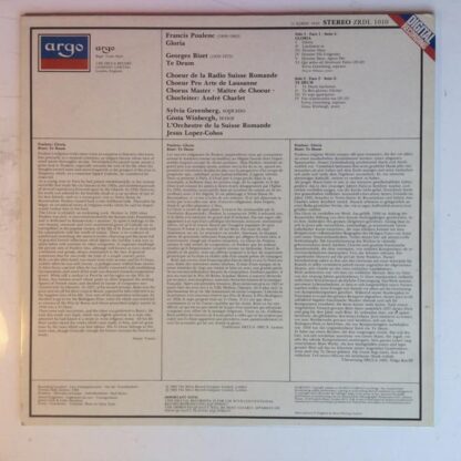 Gloria / Te Deum LP (UK 1983):Jesus Lopez-Cobos - Image 2