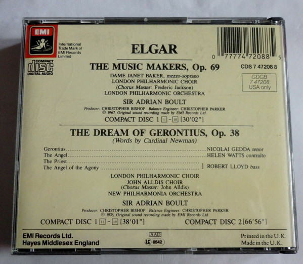 Sir Edward Elgar - Nicolai Gedda · Helen Watts · Robert Lloyd (4) · Janet Baker · London Philharmonic Choir · John Alldis Choir · New Philharmonia Orchestra · London Philharmonic Orchestra · Sir Adrian Boult-1