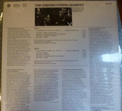 String Quartet In C Minor /String Quartet In A Major LP (CAN 1979):Ludwig van Beethoven - Image 2