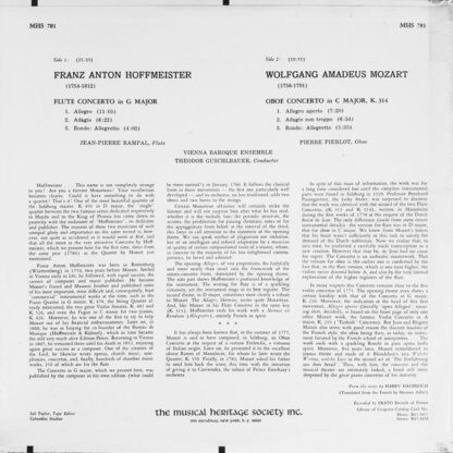 Flute Concerto In G Major / Oboe Concerto In C Major, K. 314 LP (US):Franz Anton Hoffmeister - Image 2