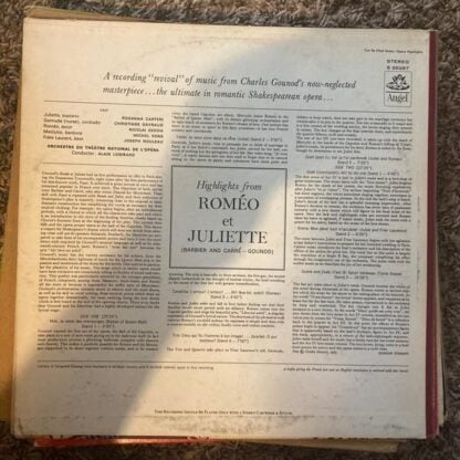 Romeo And Juliet (Highlights) LP (US 1965):Charles Gounod - Image 2