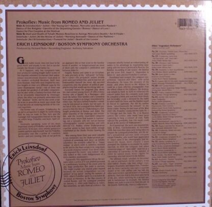 Music From Romeo And Juliet LP (US 1985):Sergei Prokofiev - Image 2
