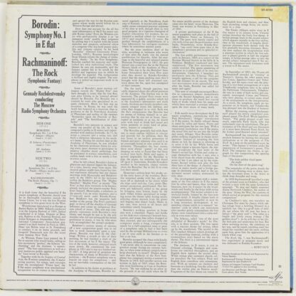 Symphony No. 1 In E Flat / The Rock (Symphonic Fantasy) LP (US 1972):Alexander Borodin - Image 2