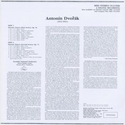 Slavonic Dances, Opp.46 & 72 LP (US 1989):Antonín Dvořák - Image 2