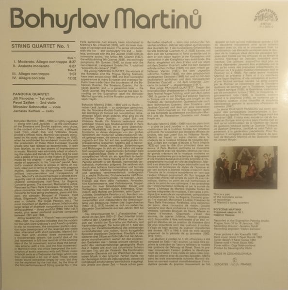 Bohuslav Martinů, Panocha Quartet-1