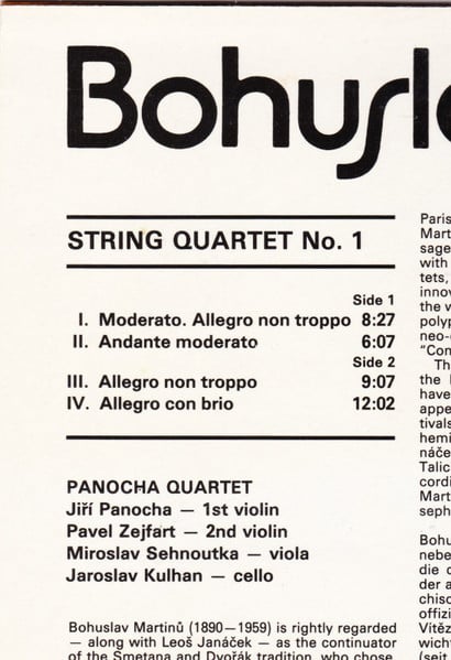 Bohuslav Martinů, Panocha Quartet-4